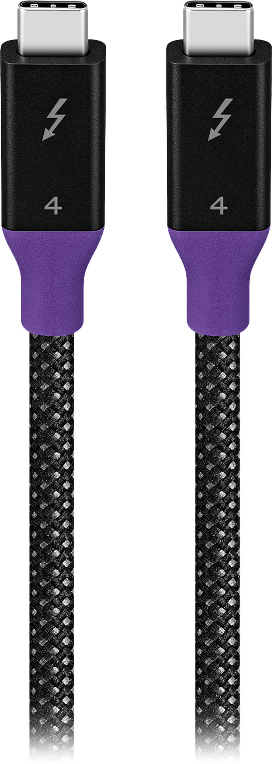 Left. Insignia™ - 3.28ft (1m) Thunderbolt 4 cable, USB-C to USB-C Cable Supports 8K Display / 40Gbps Data Transfer / 240W Power Delivery - Black/Gray.