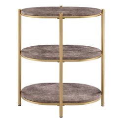 OSP Home Furnishings - Renton 3-Tier Oval Table - Brown Stone/Soft Gold - Front_Zoom
