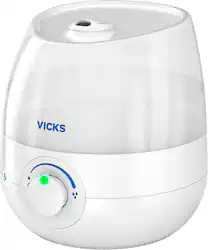 Mini Filter Free Cool Mist Humidifier, Small Room – Variable Mist Control – Works with Vicks VapoPads - White - Left_Zoom