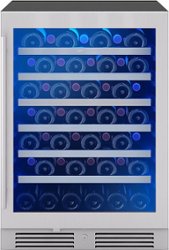 Zephyr - Presrv 53-Bottle Built in/Freestanding Wine Cooler with Single Temperature Zone and 39 dBA - Stainless Steel/Glass - Front_Zoom
