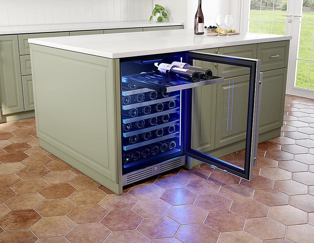 Alt View 11. Zephyr - Presrv 24 in. 53-Bottle Built in/Freestanding Wine Cooler with Single Temperature Zone and 39 dBA - Stainless Steel + Glass.