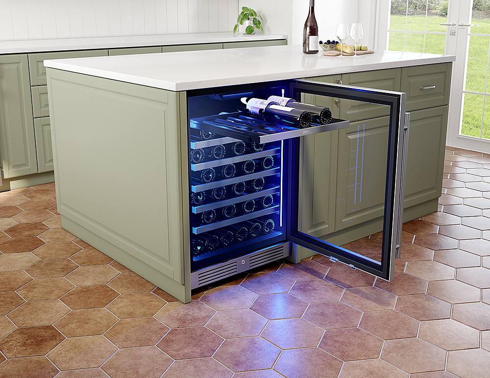 Alt View 11. Zephyr - Presrv 24 in. 53-Bottle Built in/Freestanding Wine Cooler with Single Temperature Zone and 39 dBA - Stainless Steel + Glass.