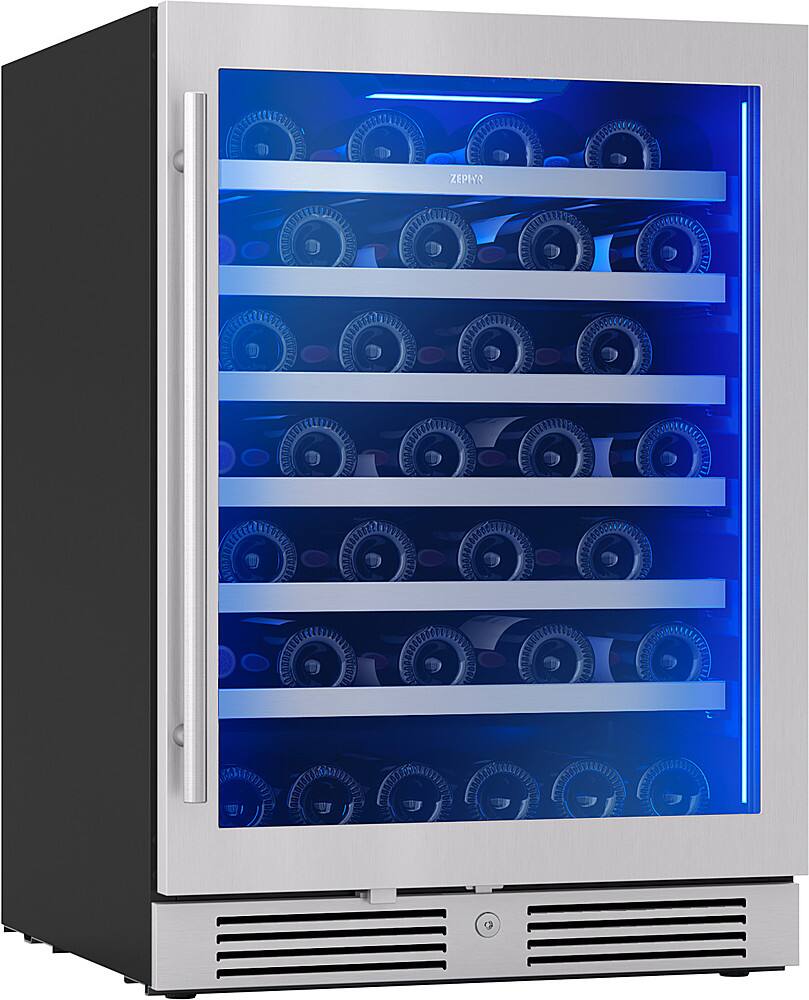 Alt View 15. Zephyr - Presrv 24 in. 53-Bottle Built in/Freestanding Wine Cooler with Single Temperature Zone and 39 dBA - Stainless Steel + Glass.
