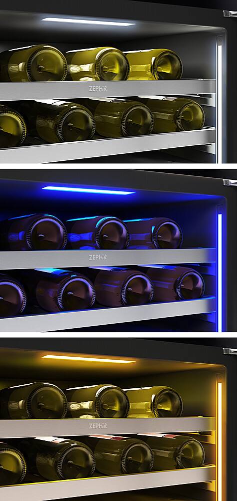 Alt View 23. Zephyr - Presrv 24 in. 53-Bottle Built in/Freestanding Wine Cooler with Single Temperature Zone and 39 dBA - Stainless Steel + Glass.