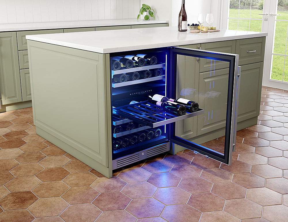 Alt View 11. Zephyr - Presrv 24 in. 45-Bottle Built in/Freestanding Wine Cooler with Dual Temperature Zone and Reversible Door - Stainless Steel + Glass.