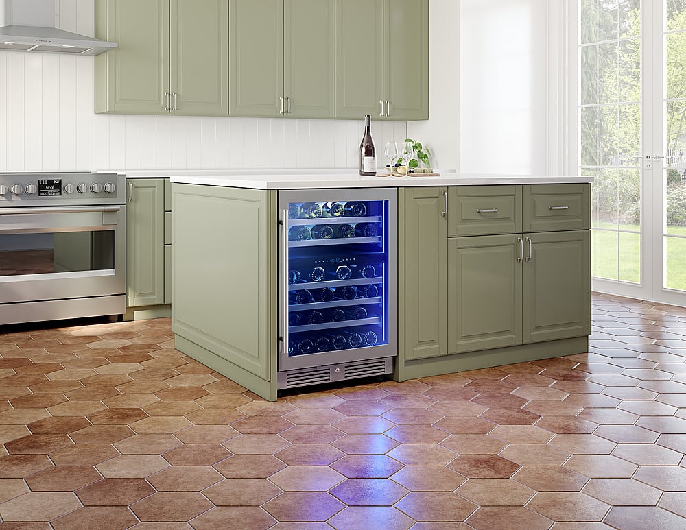 Alt View 12. Zephyr - Presrv 24 in. 45-Bottle Built in/Freestanding Wine Cooler with Dual Temperature Zone and Reversible Door - Stainless Steel + Glass.