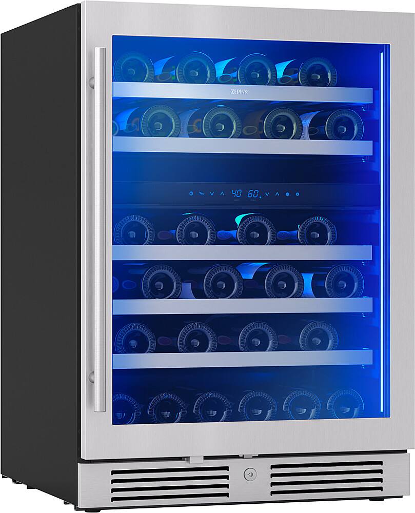Alt View 15. Zephyr - Presrv 24 in. 45-Bottle Built in/Freestanding Wine Cooler with Dual Temperature Zone and Reversible Door - Stainless Steel + Glass.