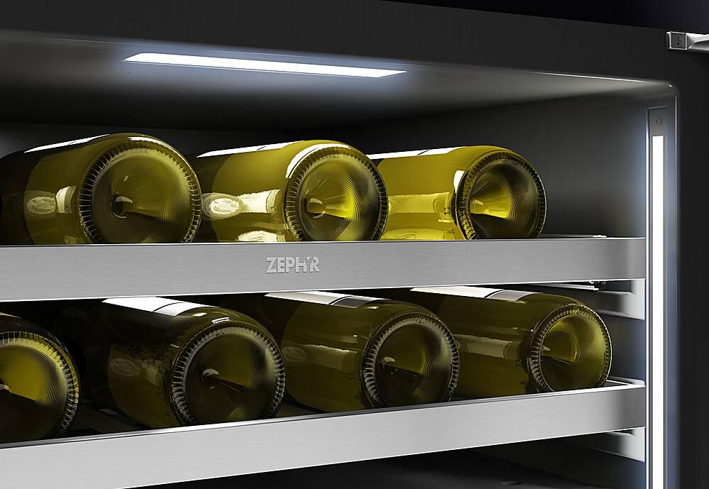 Alt View 19. Zephyr - Presrv 24 in. 45-Bottle Built in/Freestanding Wine Cooler with Dual Temperature Zone and Reversible Door - Stainless Steel + Glass.