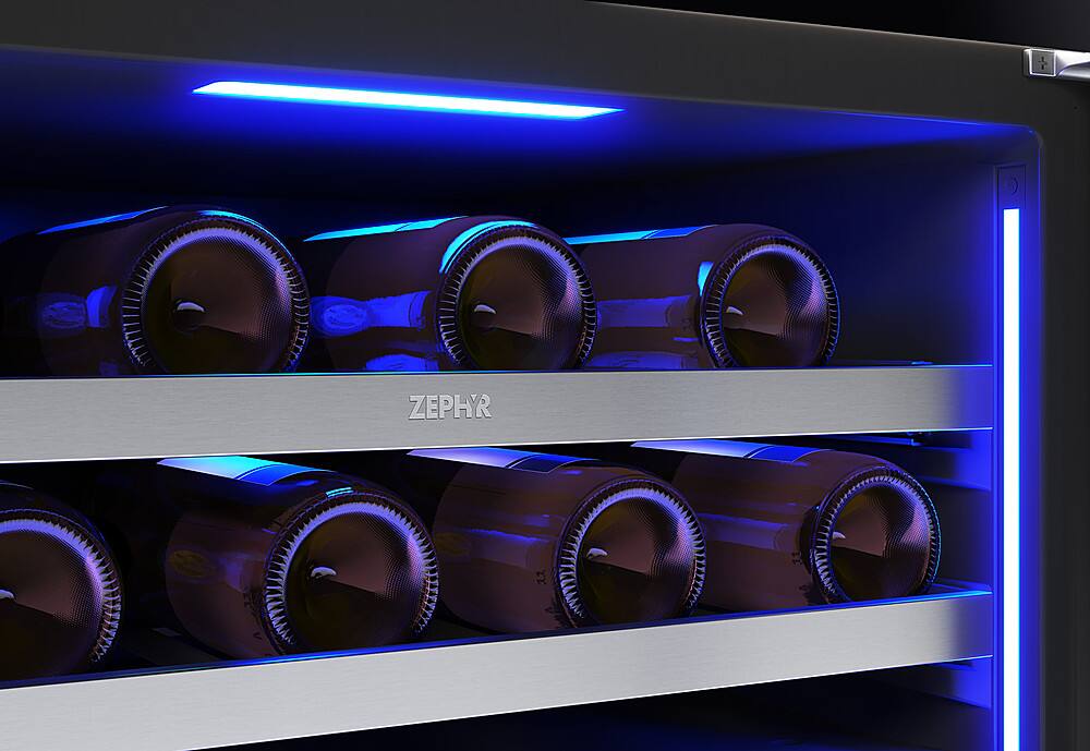 Alt View 20. Zephyr - Presrv 24 in. 45-Bottle Built in/Freestanding Wine Cooler with Dual Temperature Zone and Reversible Door - Stainless Steel + Glass.