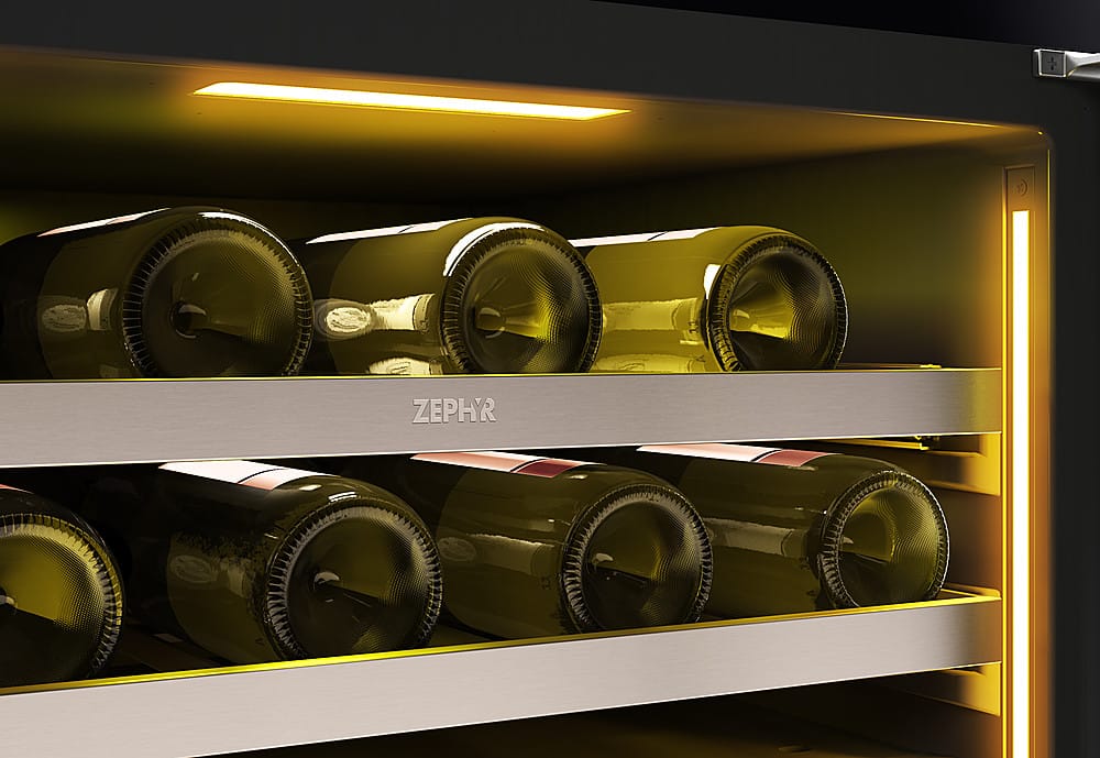 Alt View 21. Zephyr - Presrv 24 in. 45-Bottle Built in/Freestanding Wine Cooler with Dual Temperature Zone and Reversible Door - Stainless Steel + Glass.