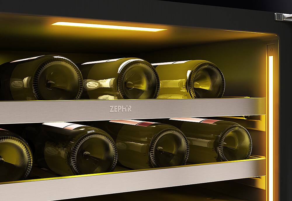 Alt View 21. Zephyr - Presrv 24 in. 45-Bottle Built in/Freestanding Wine Cooler with Dual Temperature Zone and Reversible Door - Stainless Steel + Glass.
