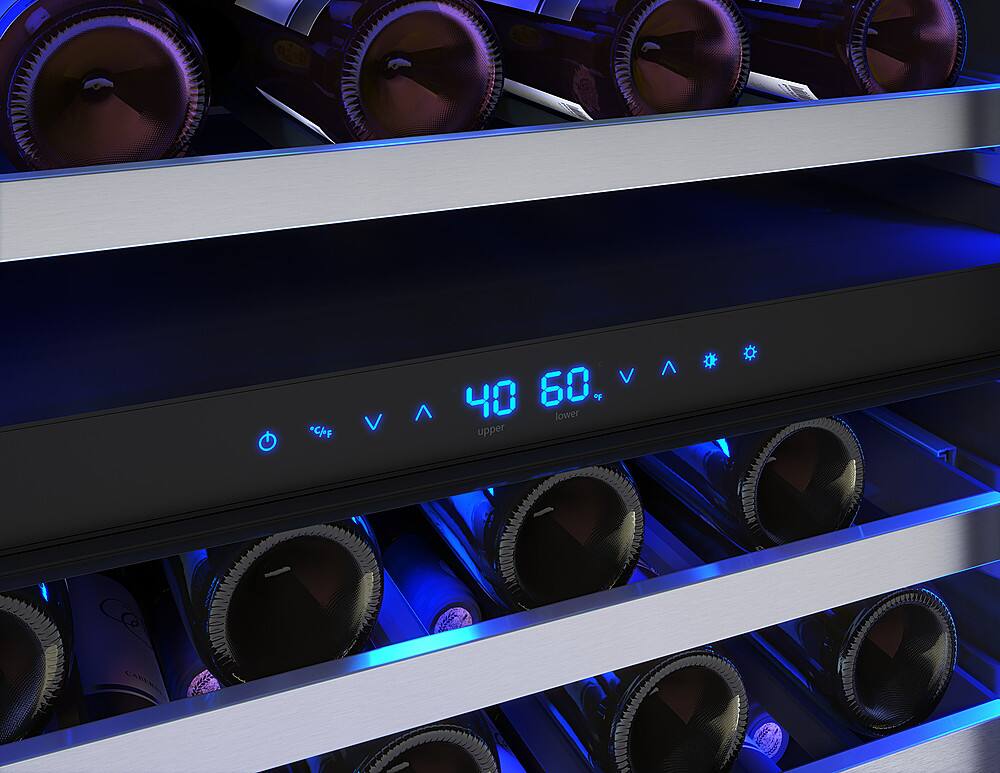 Alt View 22. Zephyr - Presrv 24 in. 45-Bottle Built in/Freestanding Wine Cooler with Dual Temperature Zone and Reversible Door - Stainless Steel + Glass.