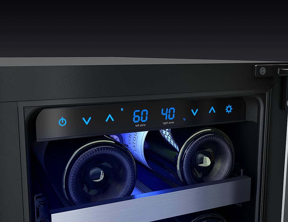 Alt View 19. Zephyr - Presrv 24 in. 42-Bottle Built in/Freestanding Wine Cooler with Dual Temperature Zone and French Doors - Stainless Steel + Glass.