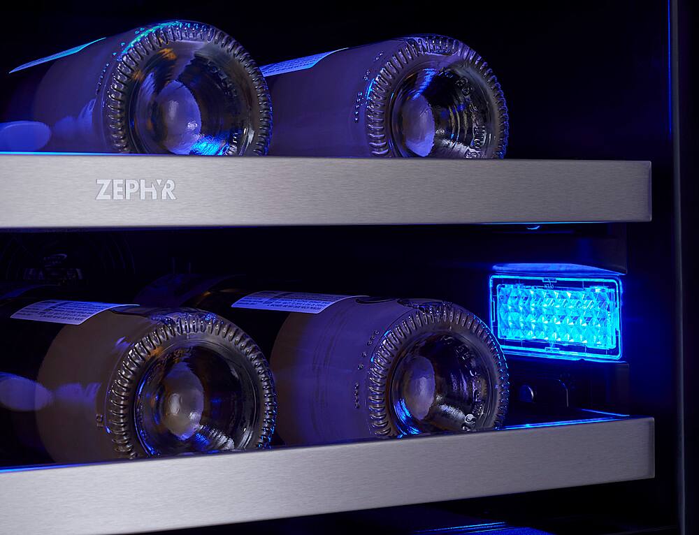 Alt View 21. Zephyr - Presrv 24 in. 42-Bottle Built in/Freestanding Wine Cooler with Dual Temperature Zone and French Doors - Stainless Steel + Glass.