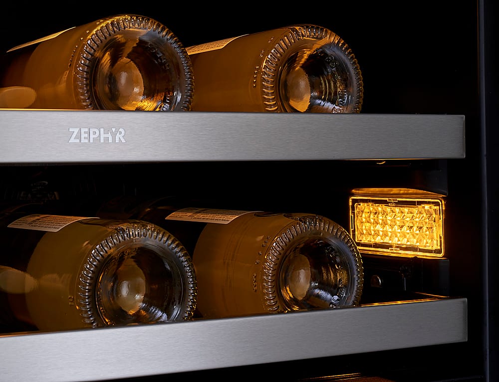 Alt View 22. Zephyr - Presrv 24 in. 42-Bottle Built in/Freestanding Wine Cooler with Dual Temperature Zone and French Doors - Stainless Steel + Glass.