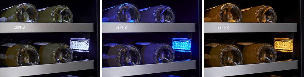 Alt View 23. Zephyr - Presrv 24 in. 42-Bottle Built in/Freestanding Wine Cooler with Dual Temperature Zone and French Doors - Stainless Steel + Glass.