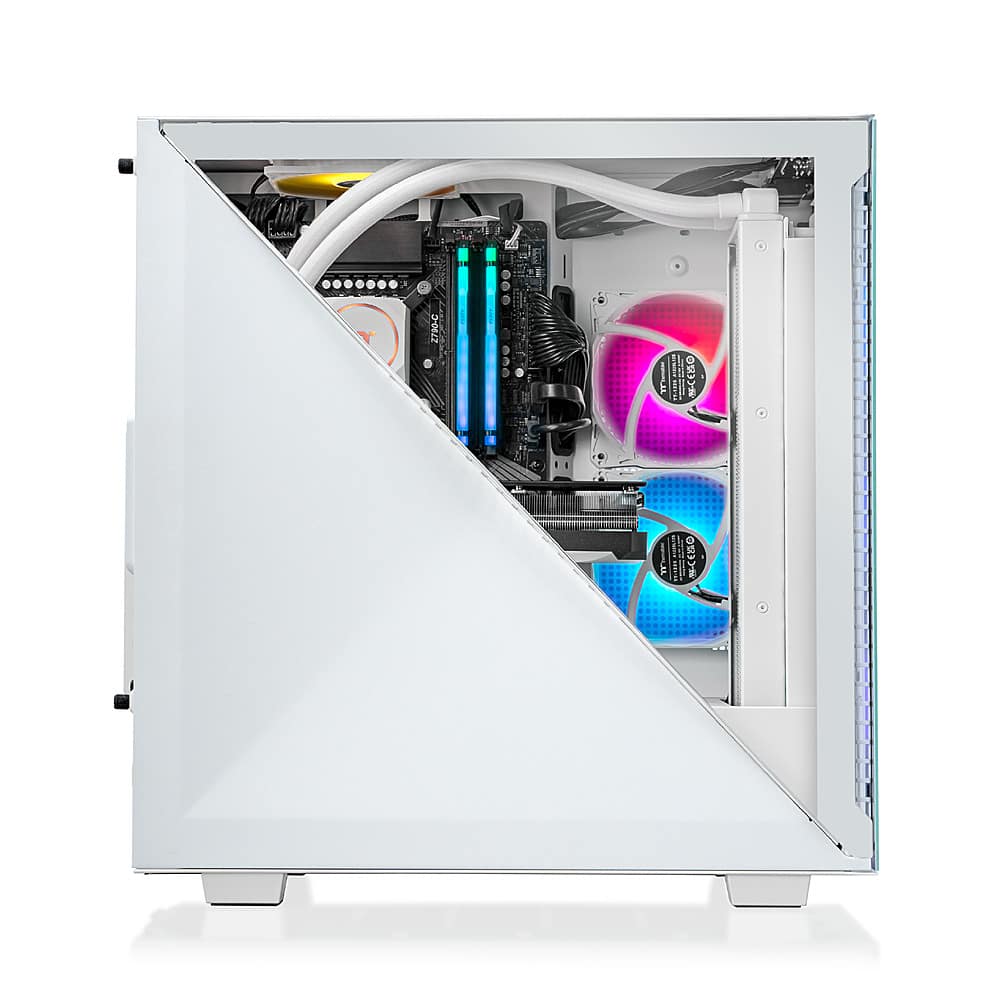 Left. Thermaltake - Avalanche i477T Gaming Desktop - Intel Core i7-13700KF - 32GB Memory - NVIDIA GeForce RTX 4070 Ti Super 2TB SSD - White.