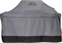 Angle. Traeger Grills - Full Length Grill Cover - Ironwood - Gray.