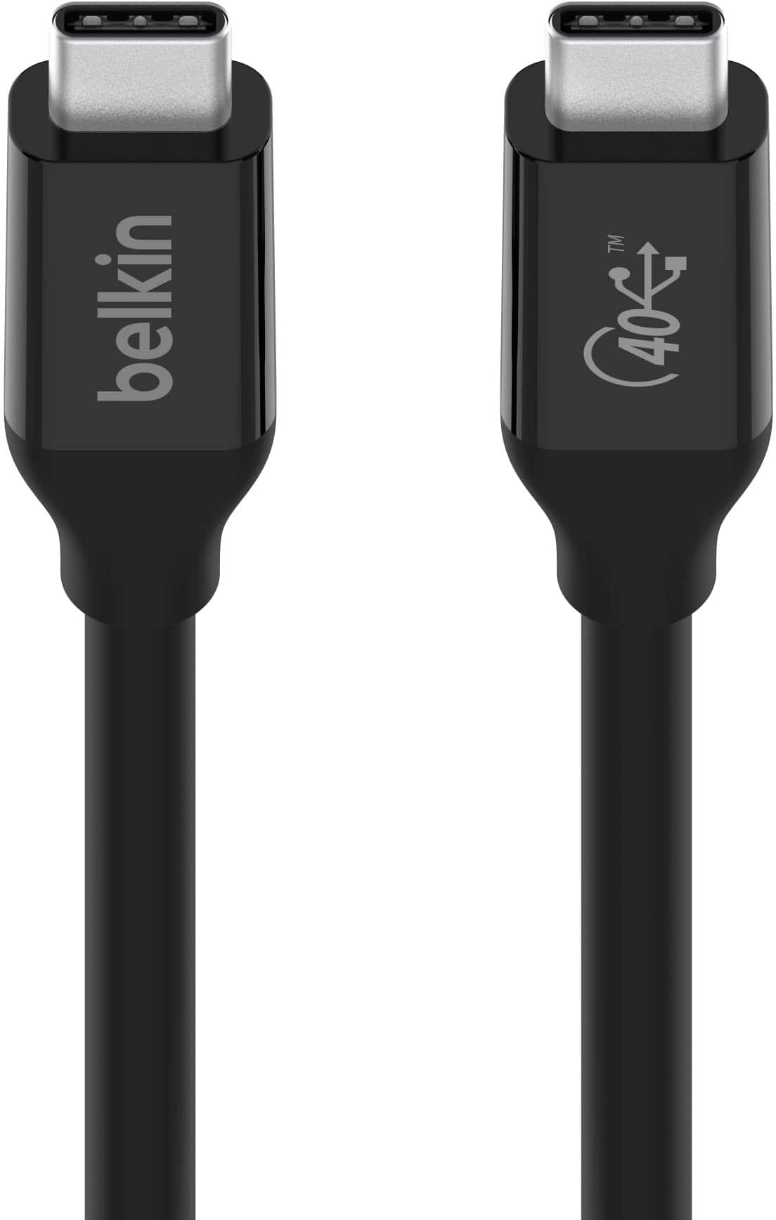 Angle. Belkin - USB 4 2.6’ USB-C to USB-C Cable with 100W Power Delivery - Black.