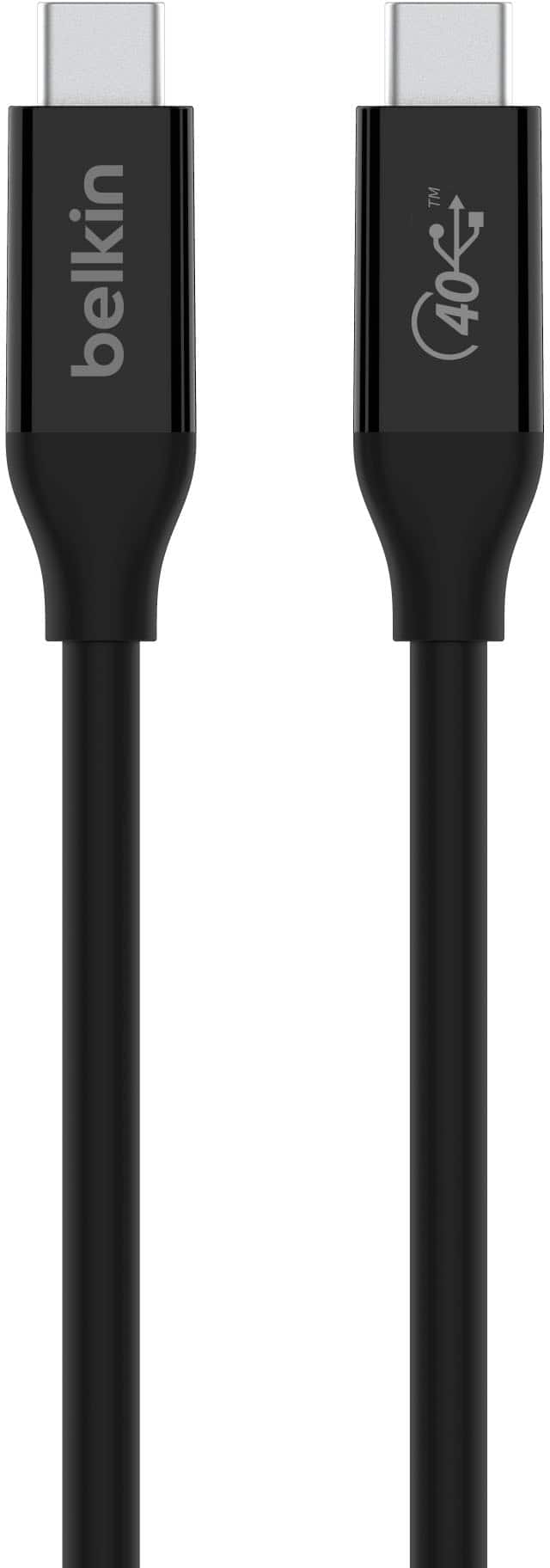Front. Belkin - USB 4 2.6’ USB-C to USB-C Cable with 100W Power Delivery - Black.