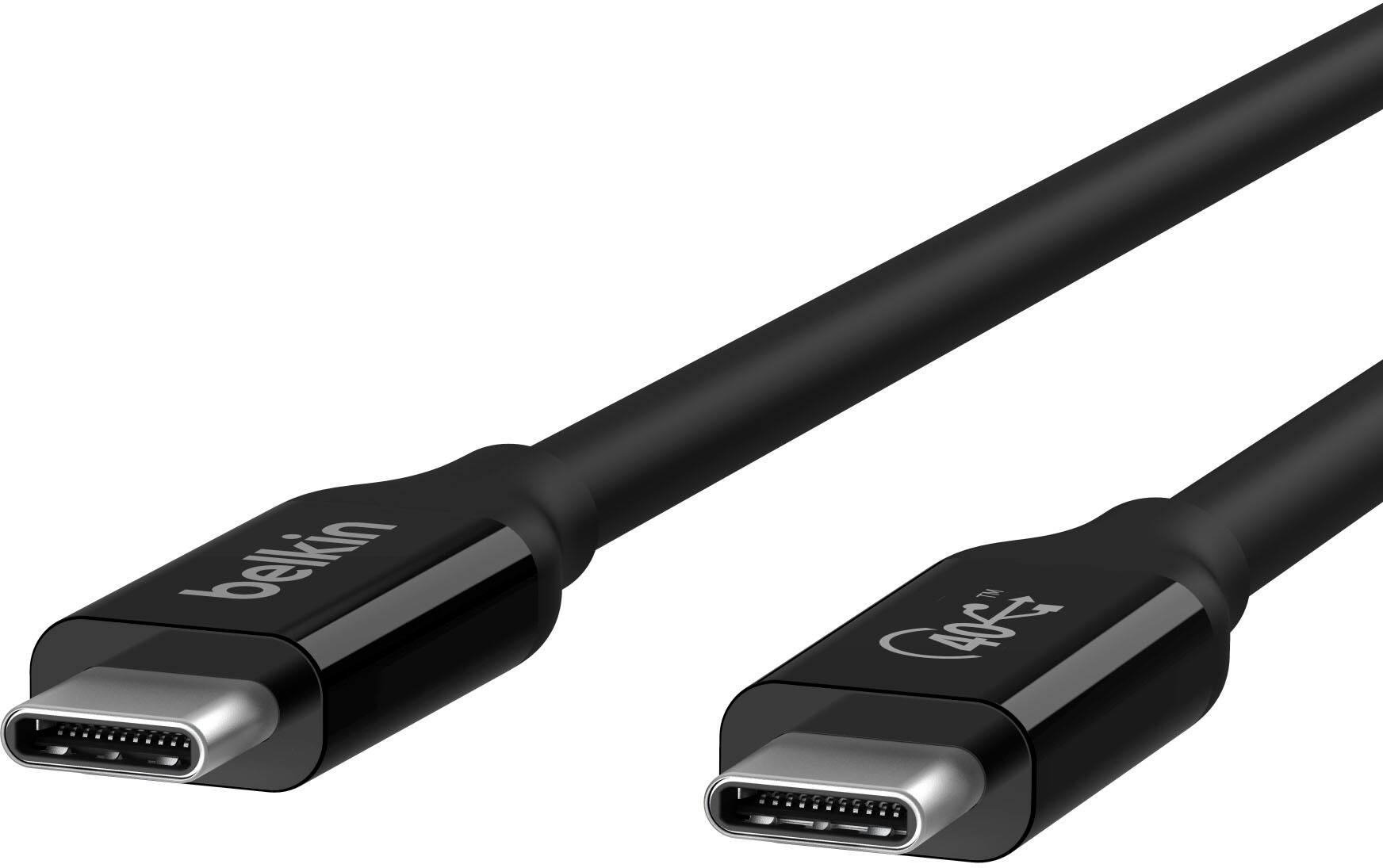 Left. Belkin - USB 4 2.6’ USB-C to USB-C Cable with 100W Power Delivery - Black.
