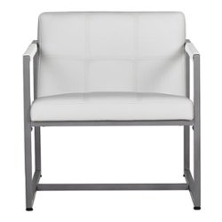 Studio Designs Home Camber Modern Blended Leather Accent Chair - White - Front_Zoom