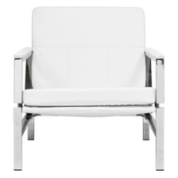 Studio Designs Home Atlas Modern Blended Leather Arm Chair - White - Front_Zoom