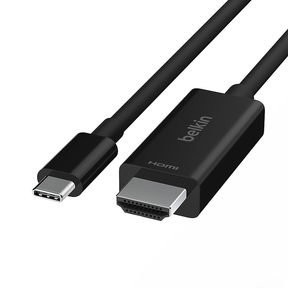Angle. Belkin - USB Type C to HDMI 2.1 Cable, 6.6FT, 8K@60Hz, 4K@144Hz - BLACK.