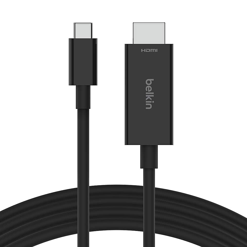 Front. Belkin - USB Type C to HDMI 2.1 Cable, 6.6FT, 8K@60Hz, 4K@144Hz - BLACK.