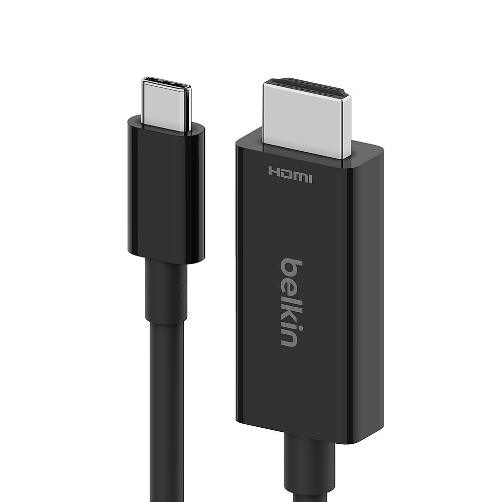 Left. Belkin - USB Type C to HDMI 2.1 Cable, 6.6FT, 8K@60Hz, 4K@144Hz - BLACK.