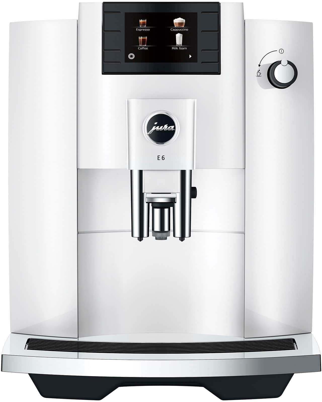 Front. Jura - E6 Espresso Machine with Easy Cappuccino Function - Piano White.