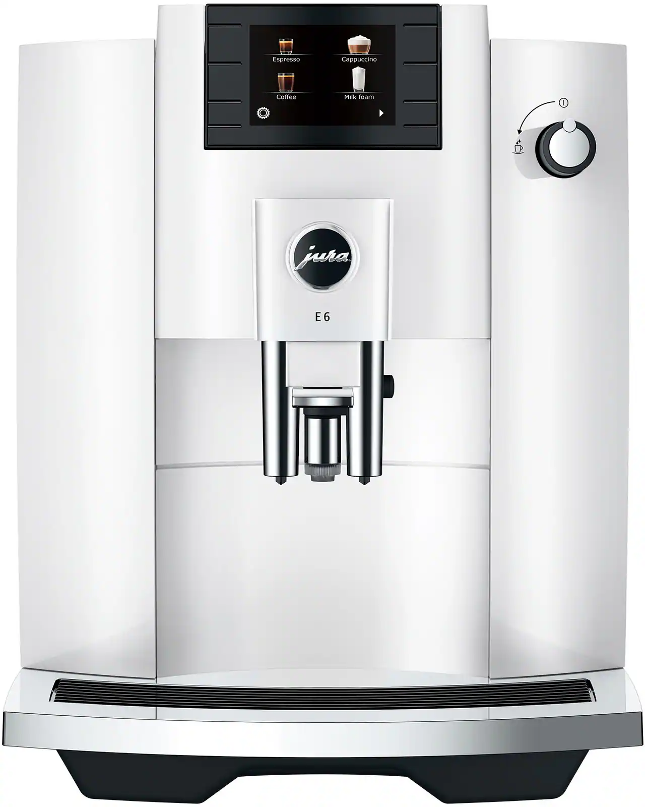 Front. Jura - E6 Espresso Machine with Easy Cappuccino Function - Piano White.