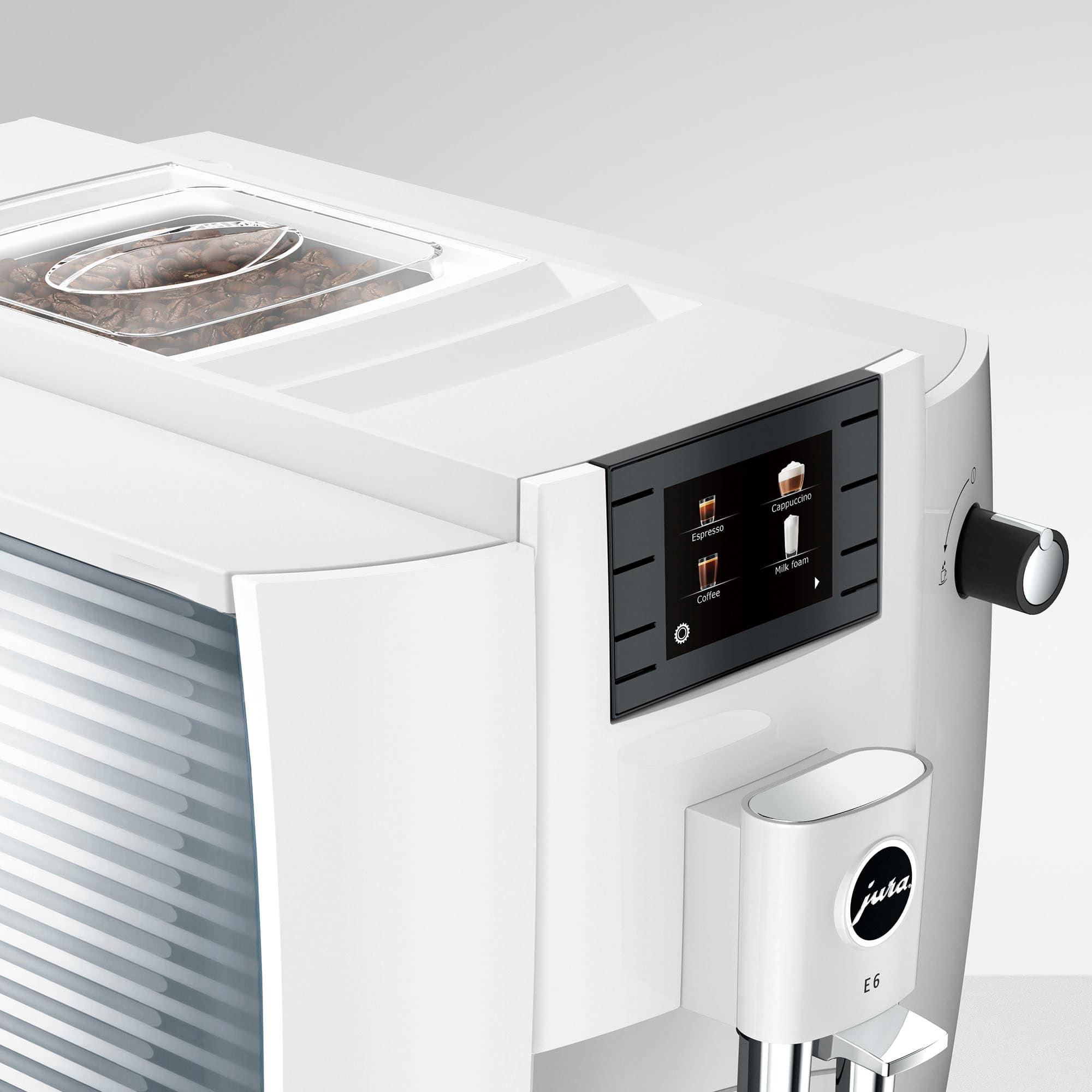 Alt View 1. Jura - E6 Espresso Machine with Easy Cappuccino Function - Piano White.