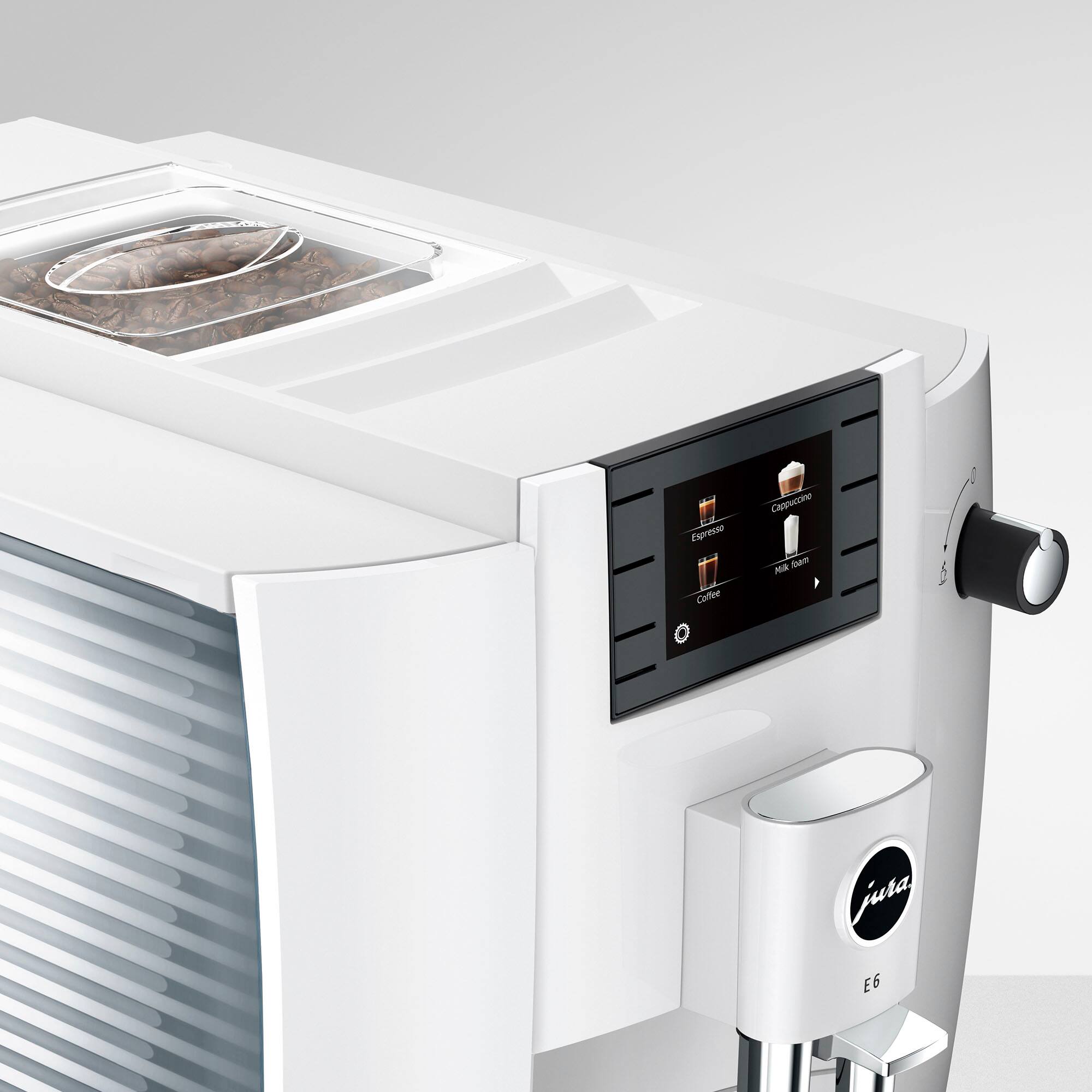 Alt View 1. Jura - E6  Espresso Machine with Easy Cappuccino Function - Piano White.