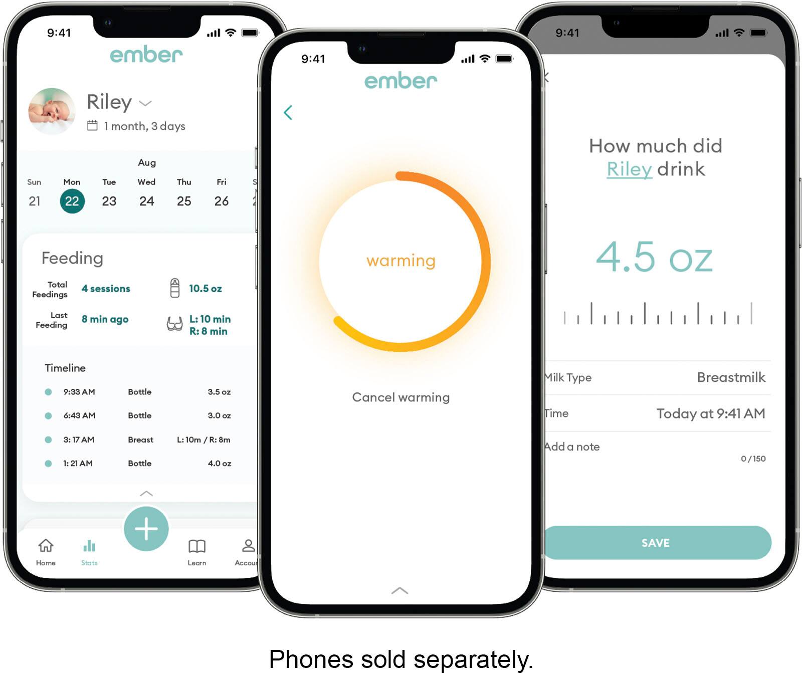 Alt View 12. Ember - Baby Bottle System 6 oz Self-Warming Smart Baby Bottle.