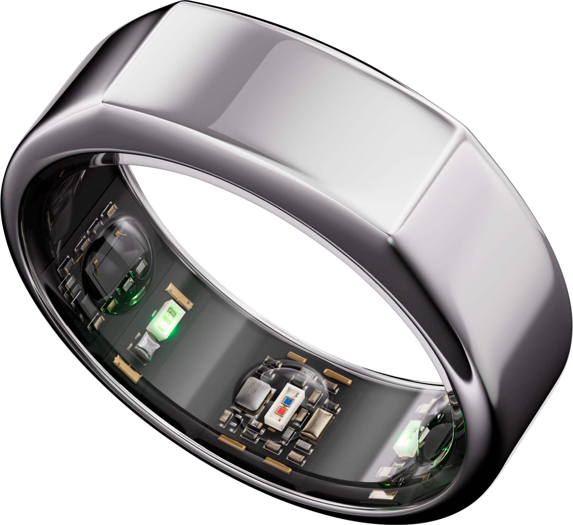 Angle View: Oura Ring Gen3 - Heritage - Size Before You Buy - Size 9 - Silver