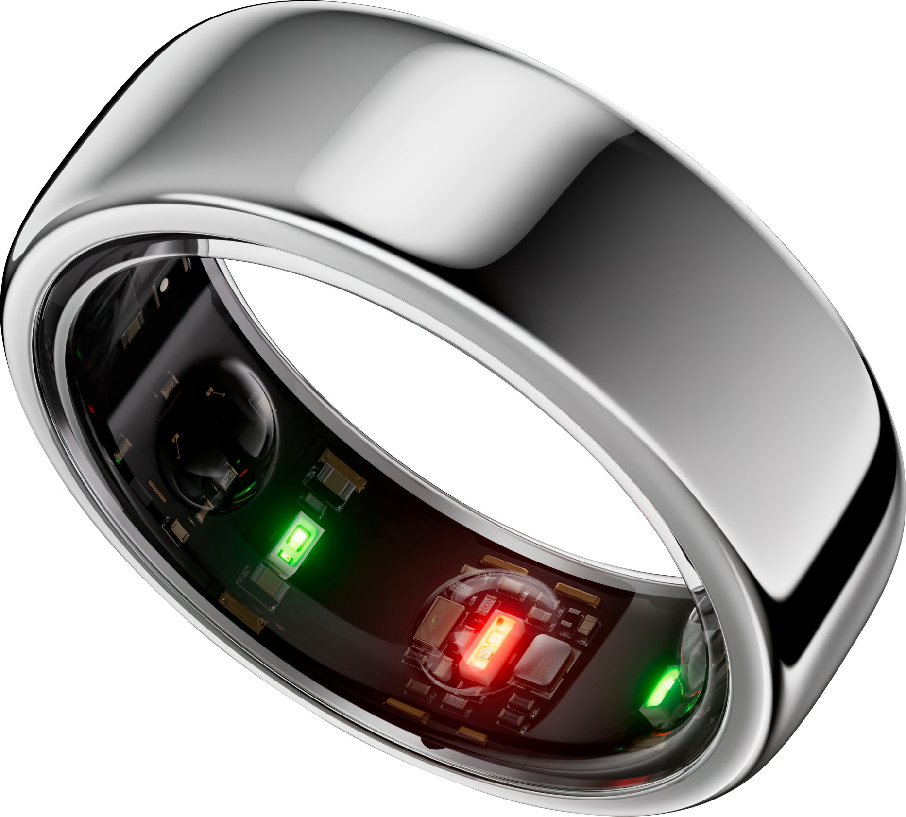 Angle View: Oura Ring Gen3 - Horizon - Size Before You Buy - Size 13 - Silver