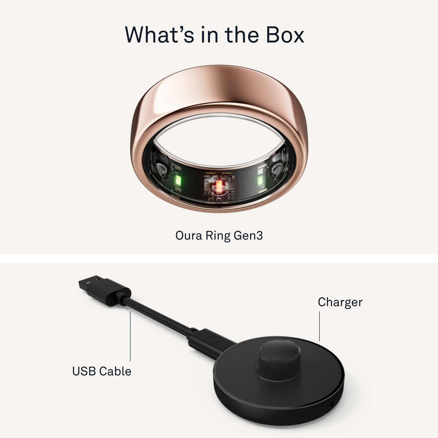 Oura Ring Gen3 Horizon | Rose Gold Size付属品充電器コード説明書