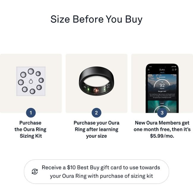 Oura Ring Gen3 - Horizon - Size Before You Buy - Size 12 - Stealth_2