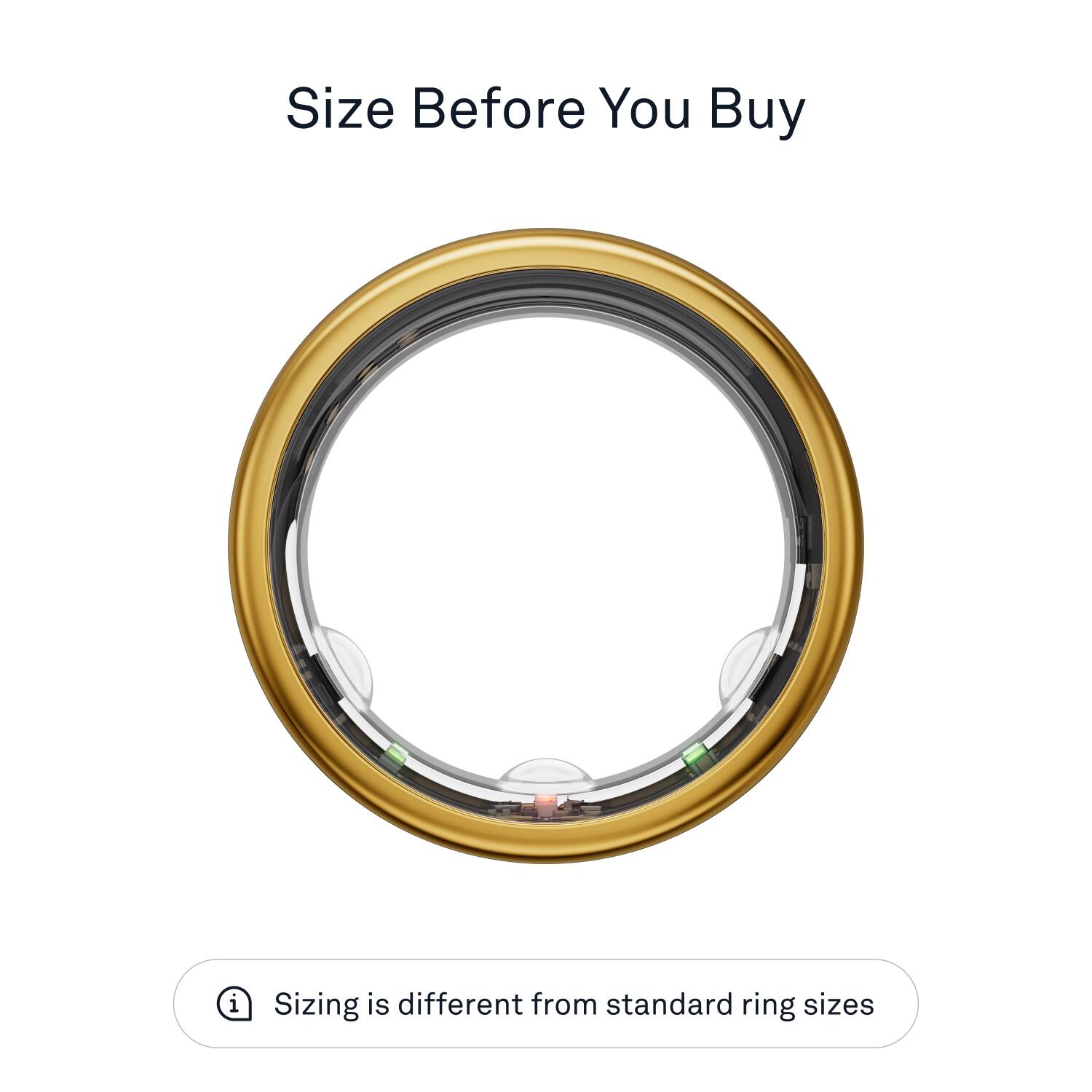 Angle View: Oura Ring Gen3 - Horizon - Size Before You Buy - Size 8 - Gold