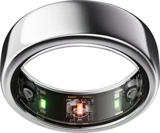 Front. Oura - Oura Ring Gen3 - Horizon - Size Before You Buy - Size 8 - Silver.