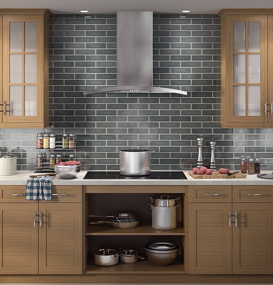 Angle. GE Profile - 36" Chimney Wall Mount Range Hood - Stainless Steel.