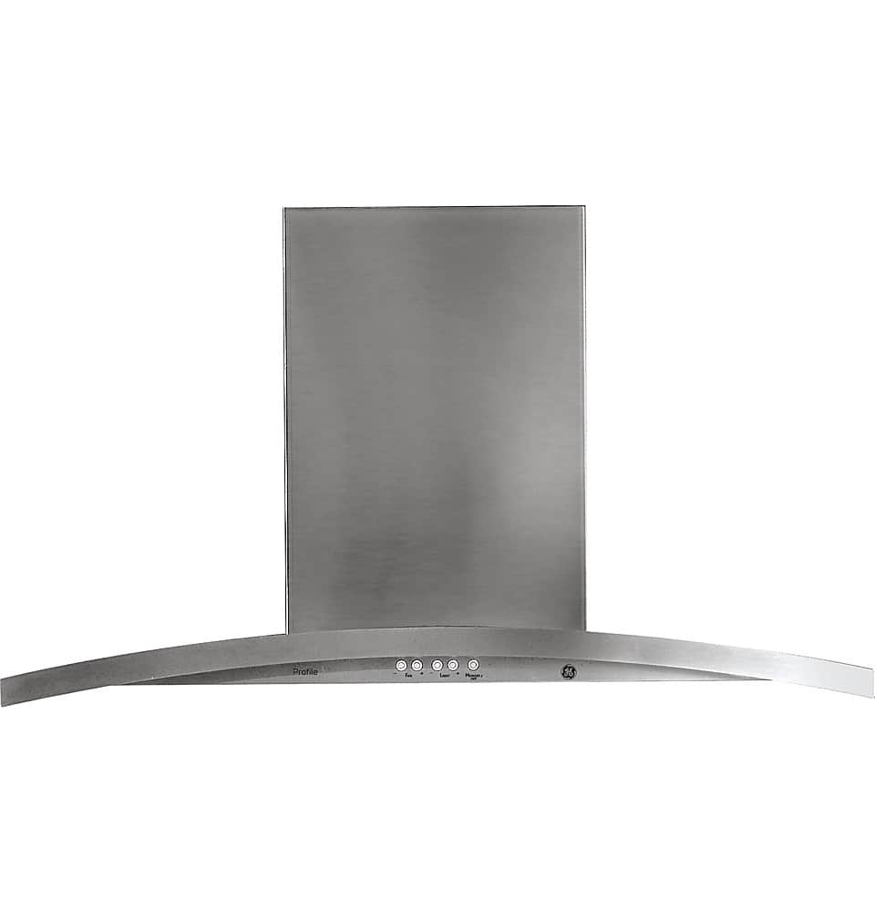 Front. GE Profile - 36" Chimney Island Mount Hood - Stainless Steel.