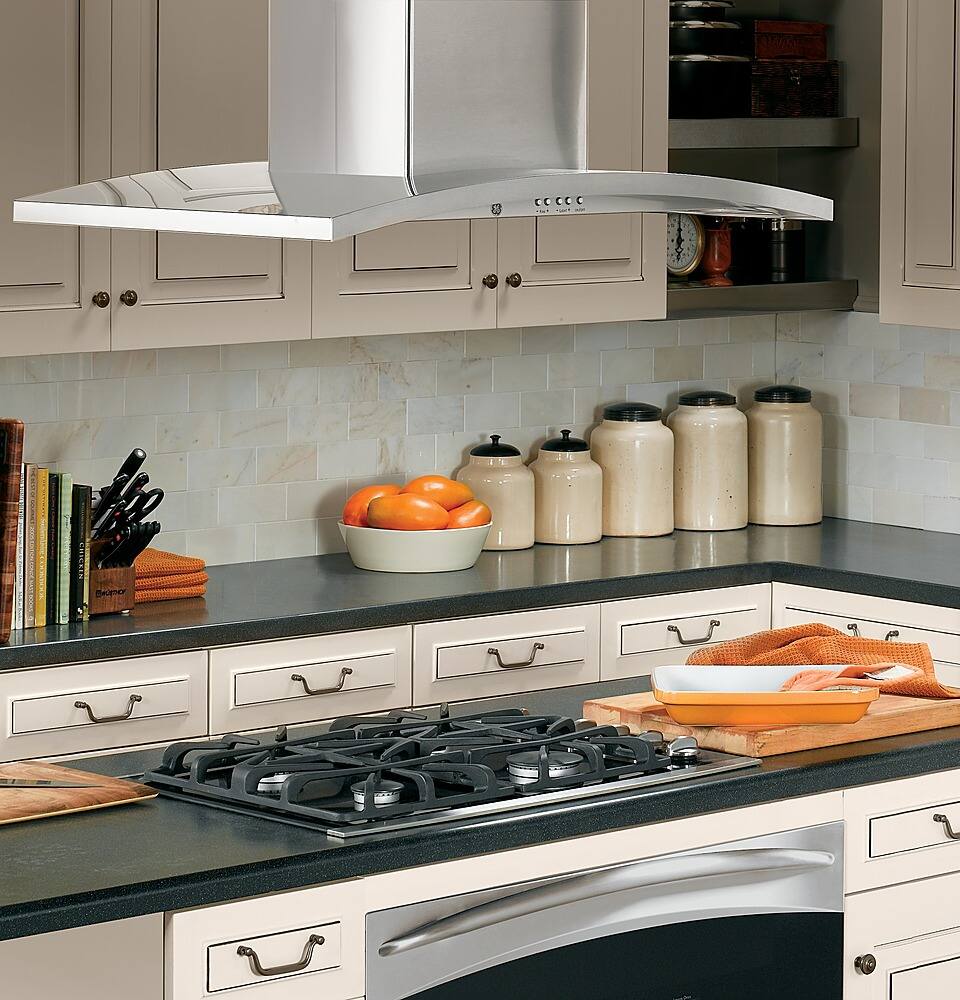 Alt View 14. GE Profile - 36" Chimney Island Mount Hood - Stainless Steel.