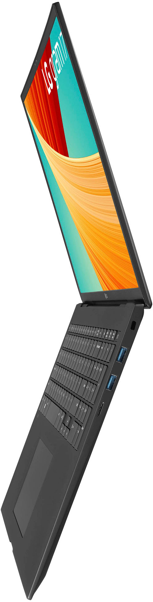 Left View: LG - gram 17” Ultra Lightweight Laptop - Intel Evo Platform 13th Gen Intel Core i7 - 16GB RAM - 1TB NVMe SSD