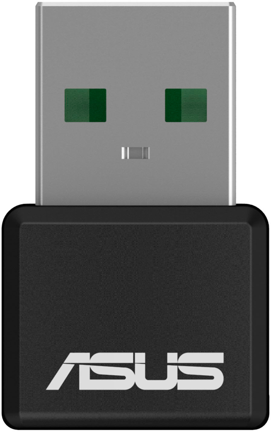 Angle View: ASUS - Dual-Band Wi-Fi 6 AX1800 USB Network Adapter - Black