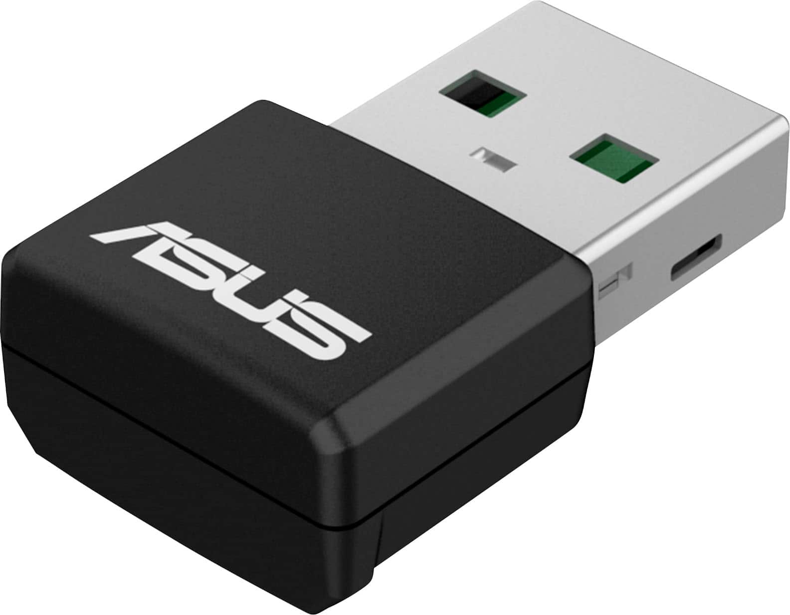 Front. ASUS - Dual-Band Wi-Fi 6 AX1800 USB Network Adapter - Black.