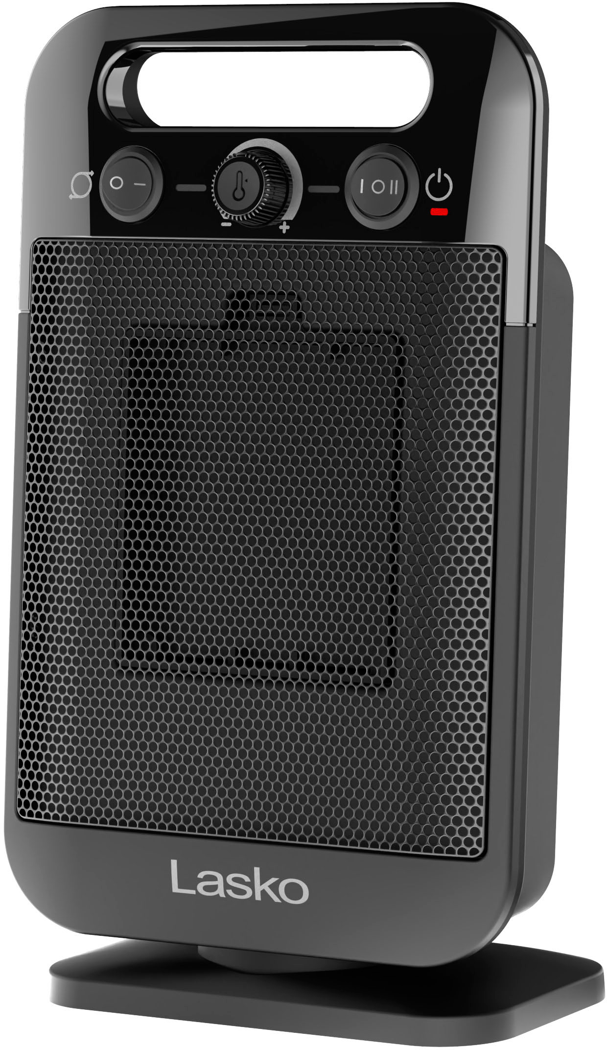 Angle View: Lasko - 1500-Watt Oscillating Personal Tabletop Ceramic Space Heater with Adjustable Thermostat - Black
