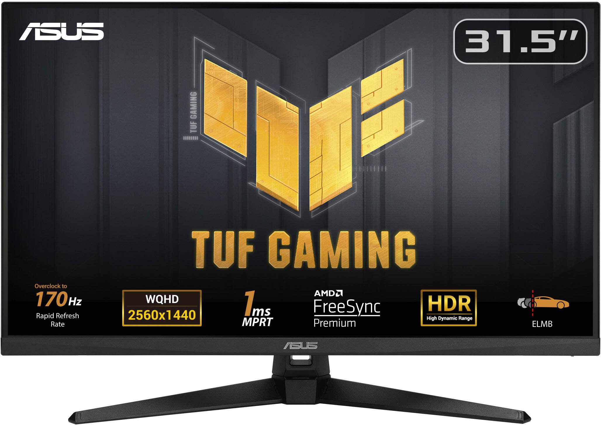 ASUS 31.5" GAMING TUF C. Overclock to 170Hz Rapid Refresh Rate TUF GAMING AMD2 WQHD 1ms HDR 2560x1440 ms FreeSync - Gyanis nage MPRT Premium ELMB AGUS