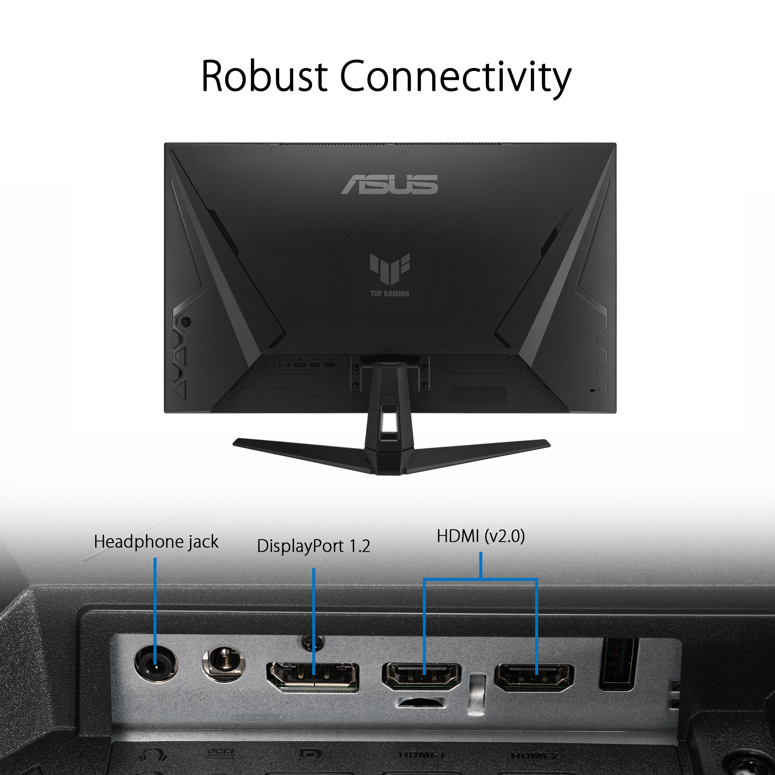 Robust Connectivity: ASUS TA SAMINS Headphone Jack DisplayPort 1.2 HDMI (v2.0) CIY HUMIS 2